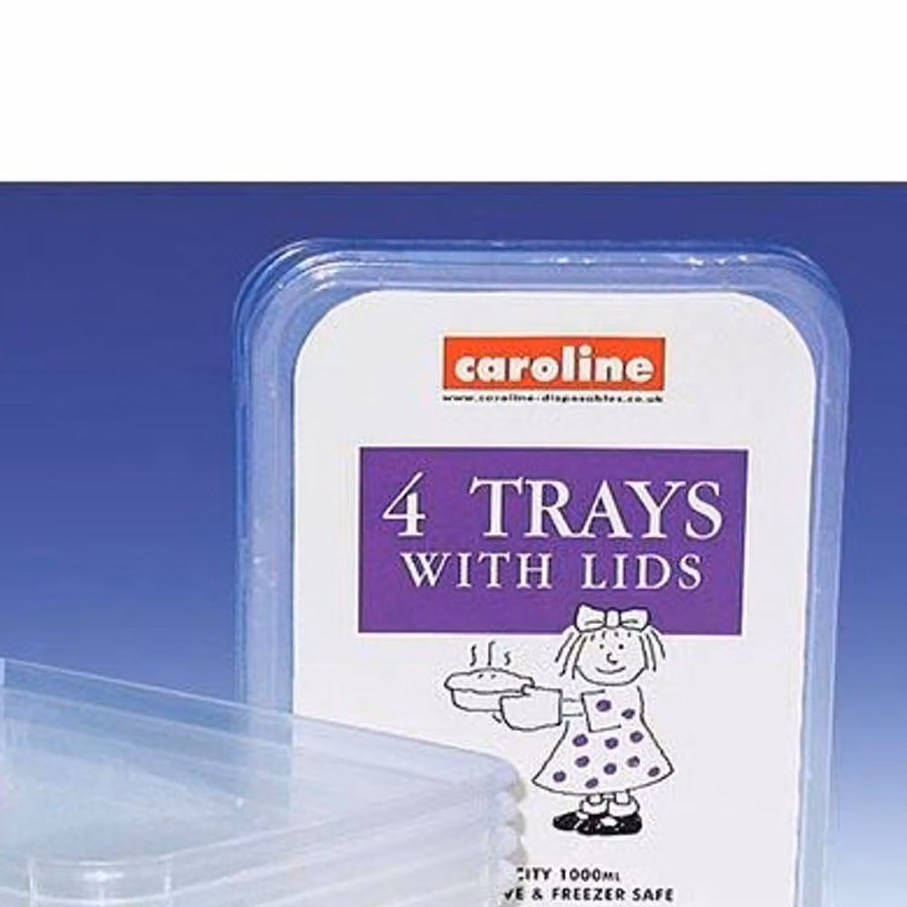 Caroline Multicolour Transparent Plastic Trays with Lids, 1000ml, 4 Pack – 2