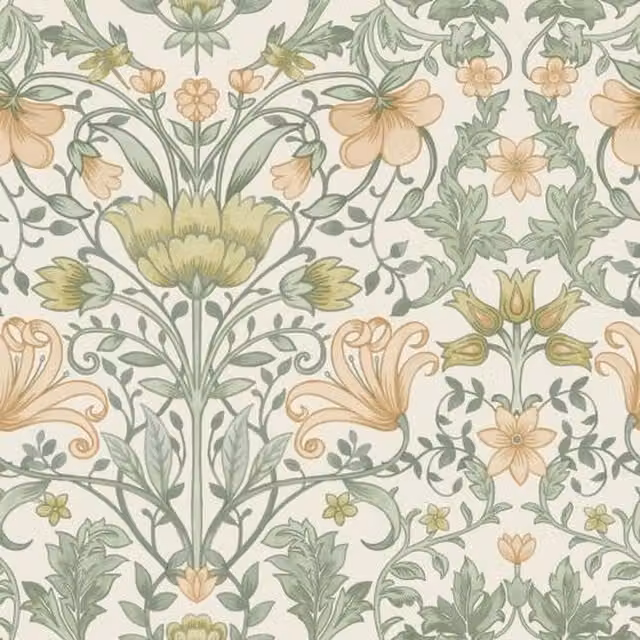 Holden Decor Art Nouveau Floral Botanical Wallpaper in Grey and Multicolour