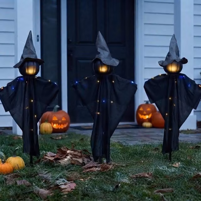 Garden Greatness 3 Pack Eerie Witch LED Halloween Stake Lights in Black