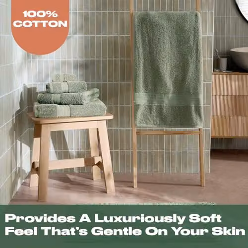 OHS 4 Pack of Green 100% Cotton Terry Hand Towels, W/D/H: 50 x 50 x 50 cm – 2