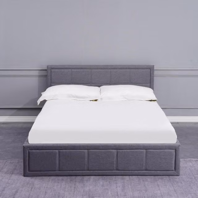 Kosy Koala Grey Upholstered Single Storage Ottoman Bed with Memory Foam Mattress, W/D/H: 90 x 190 cm