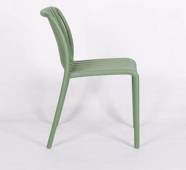 FLAVORA Modern Green Slatted Garden Chair with Armrests
