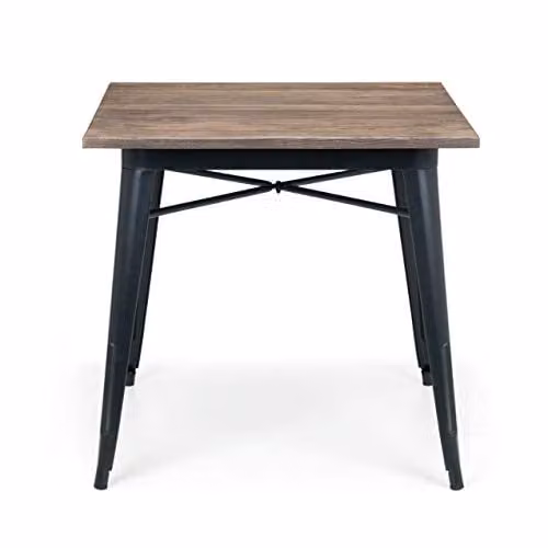 Julian Bowen Grafton Square Dining Table in Brown and Black, W/D/H: 80 x 80 x 75 cm