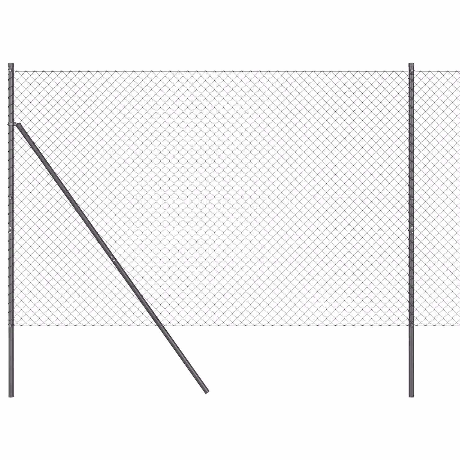 Berkfield Home Grey Galvanised Steel Chain Link Fence with 7 Posts, W: 10 m, H: 1.5 m – 2
