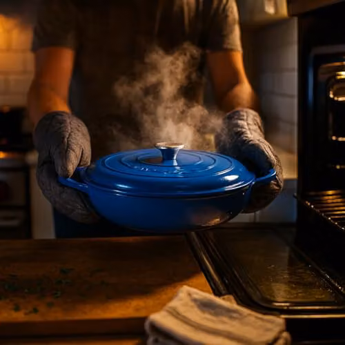 Argon Tableware Enamelled Cast Iron Shallow Casserole Dish with Self-Basting Lid, 2.3 l, Blue – 2