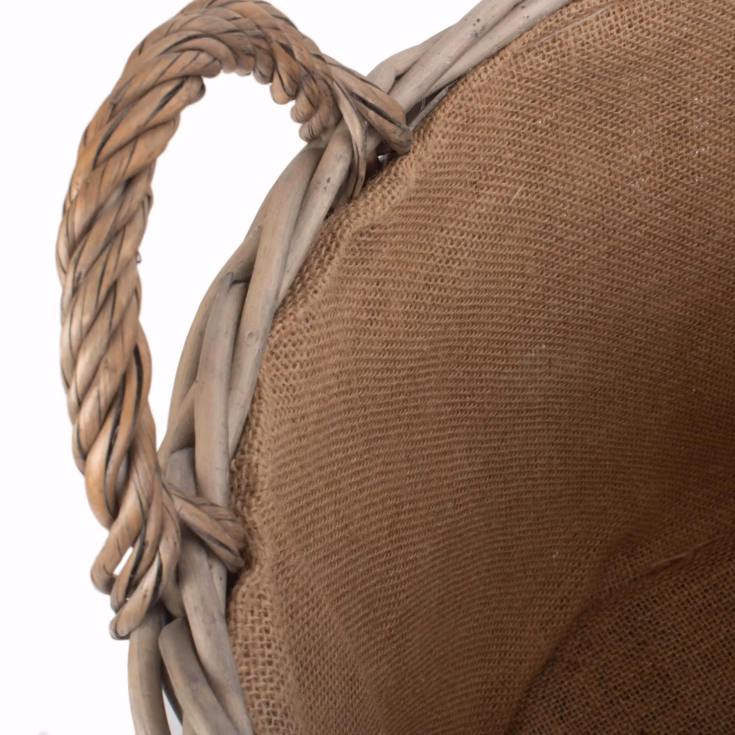 Red Hamper Round Straight-Sided Wicker Log Storage Basket in Brown and Red, W/D/H: 42.0 x 40.0 x 42.0 cm – 4