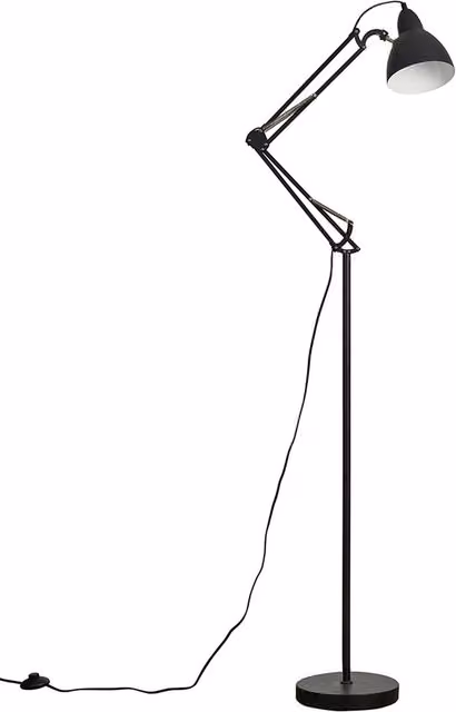 ValueLights Noya Black Metal Floor Lamp with Adjustable Dome Shade