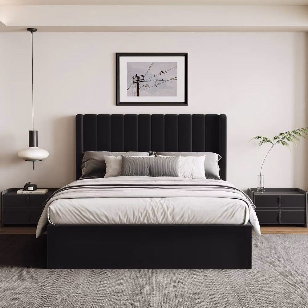 Modish Furnishing Maddison Black Velvet Ottoman Storage Bed, W/D/H: 180 x 200 cm – 2