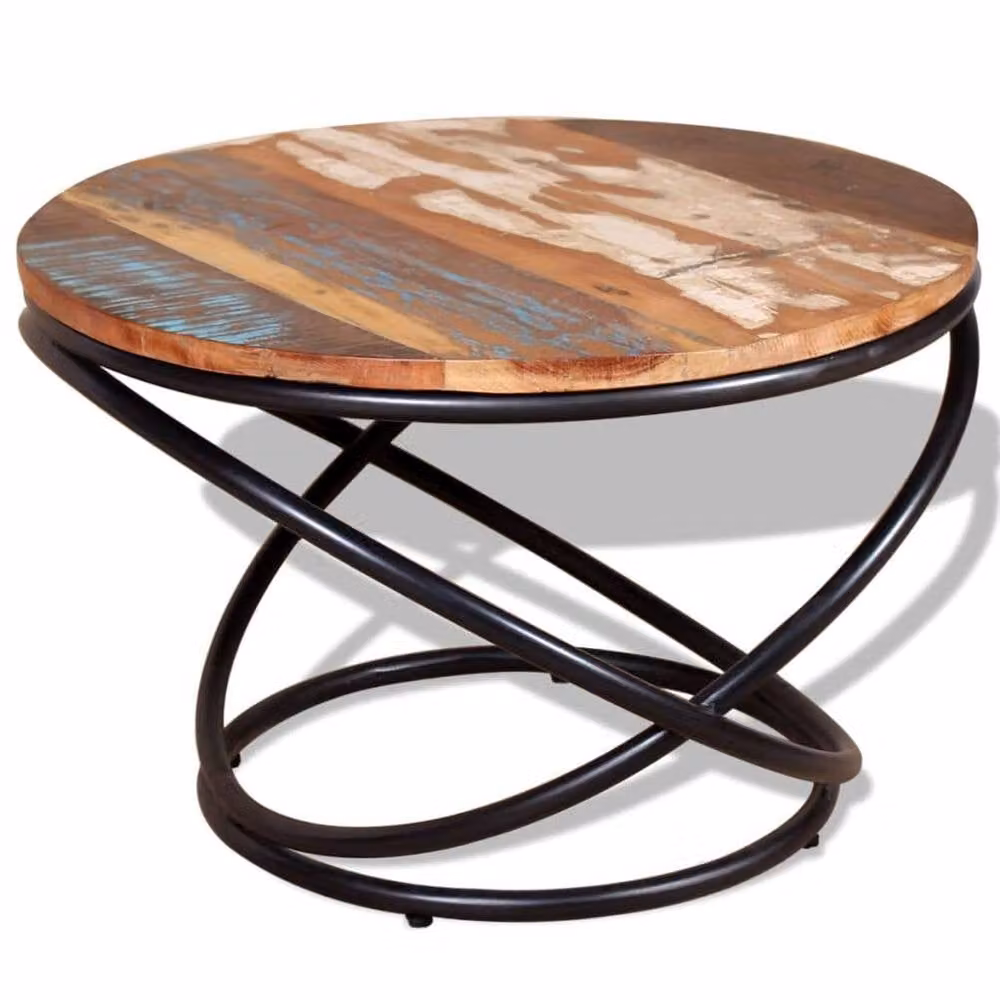 Berkfield Home Beautiful Coffee Table in Multicolour Solid Reclaimed Wood, W/D/H: 60 x 60 x 40 cm – 1