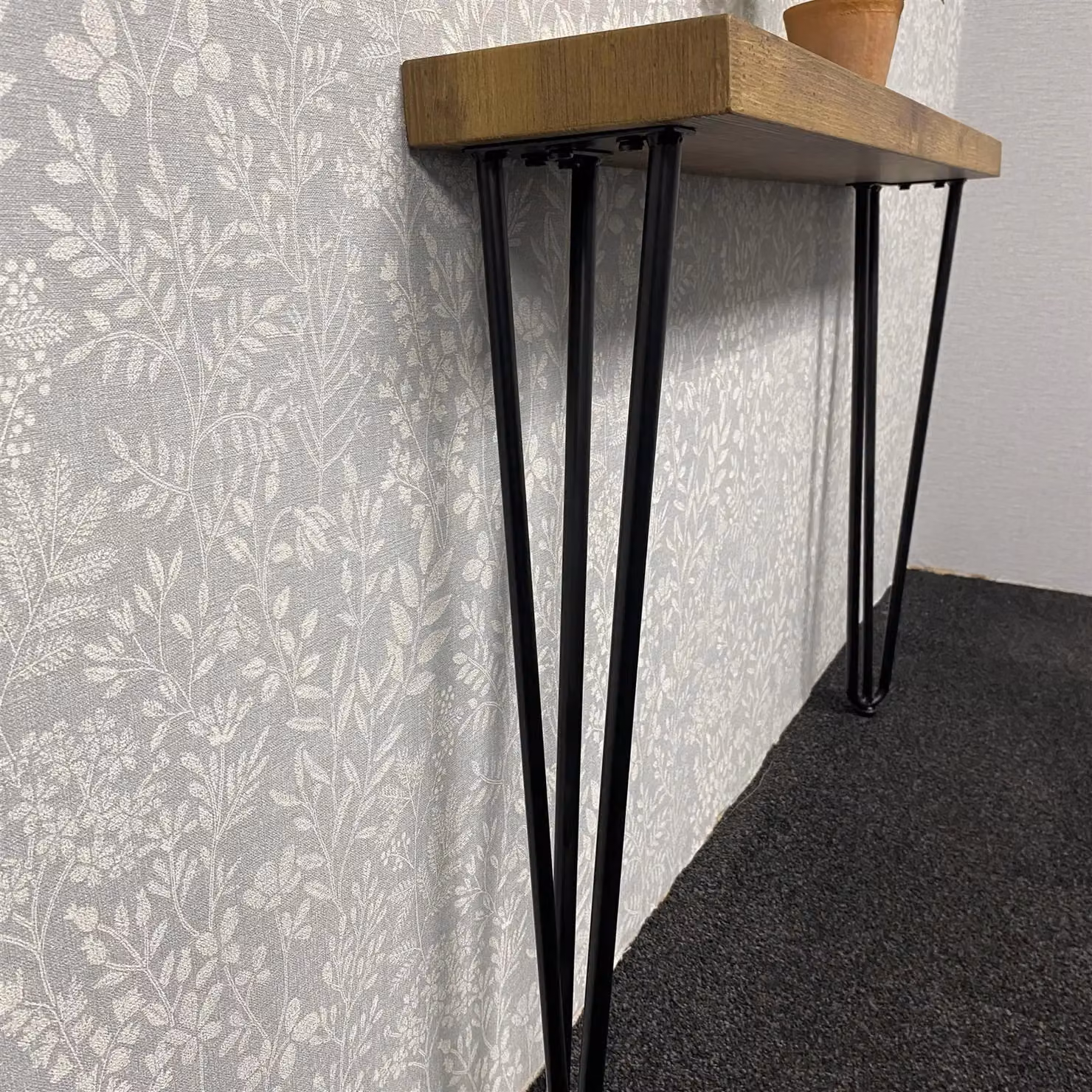 KOSY KOALA Modern Side Console Table with Veneer Top and Bronze Iron Legs, W/D/H: 75 x 17.5 x 26.5 cm – 3