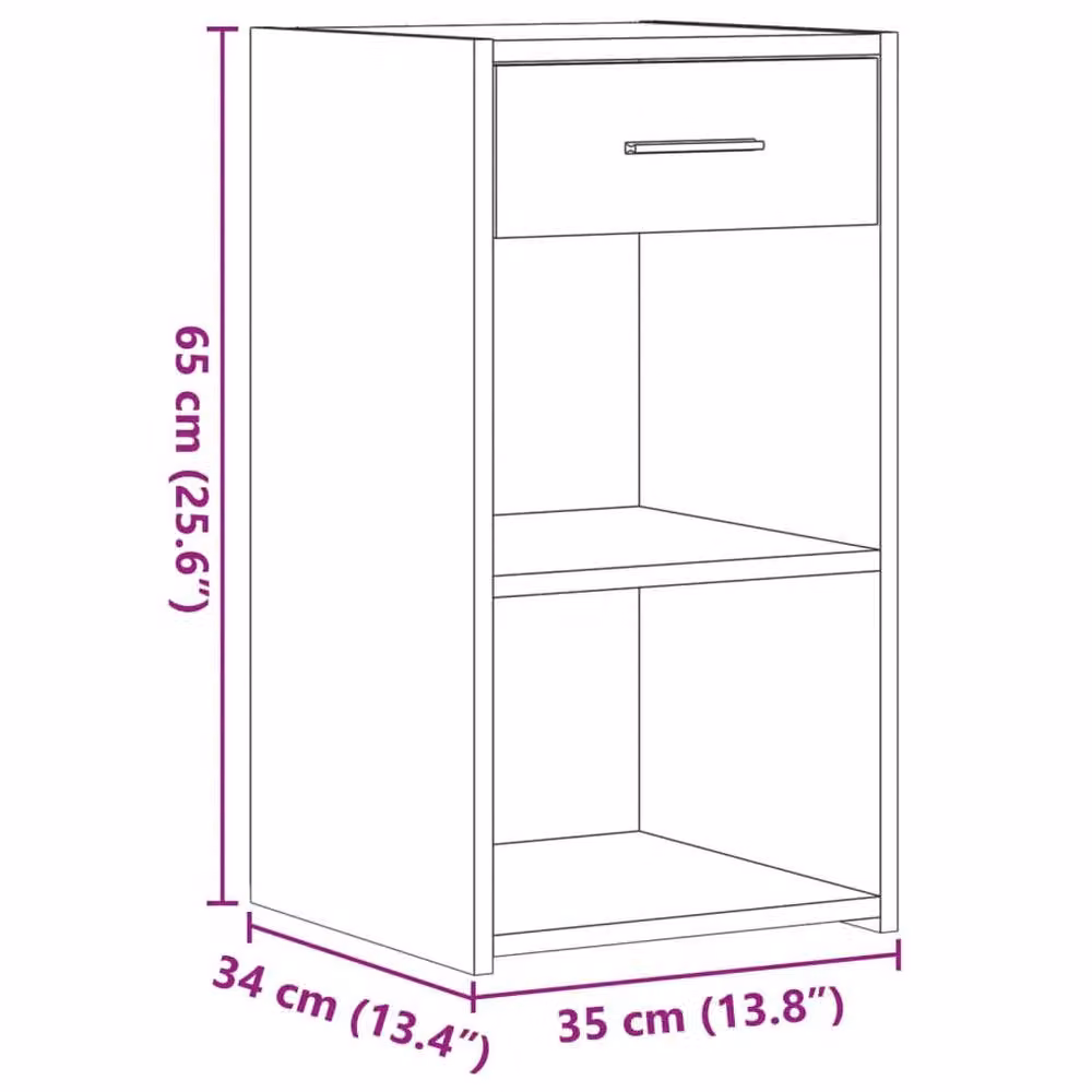 Berkfield Home Elegant Bedside Cabinets, 2 Piece, Concrete Grey, W/D/H: 35 x 34 x 65 cm – 6
