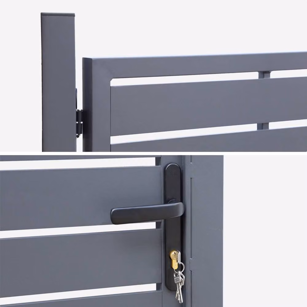 Sweek Aluminium Swing Garden Gate with Lock and Handle in Anthracite Grey, H: 146.0 cm, W: 129.5 cm – 3