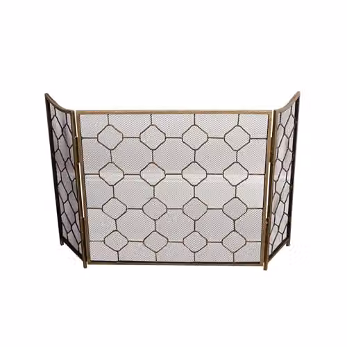 Melody Maison Antique Gold Geometric Metal Fire Screen, H 106 cm x W 62.5 cm – 6