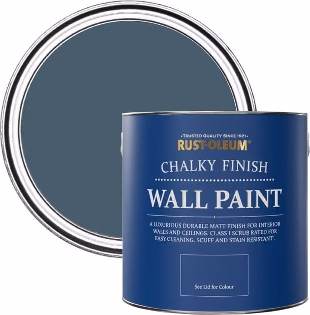 Rust-Oleum Blueprint Blue Matt Chalky Emulsion Wall Paint, 2.5L