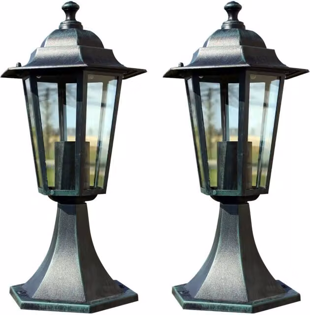 Berkfield Garden Lanterns, 2 Pack, Green and Black Aluminium