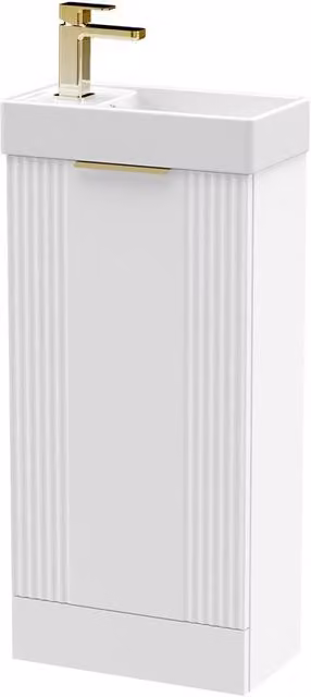 Balterley White Floor Standing Retro Bathroom Vanity Unit with Gold Handle W/D/H: 40 x 40 x 40 cm – 1