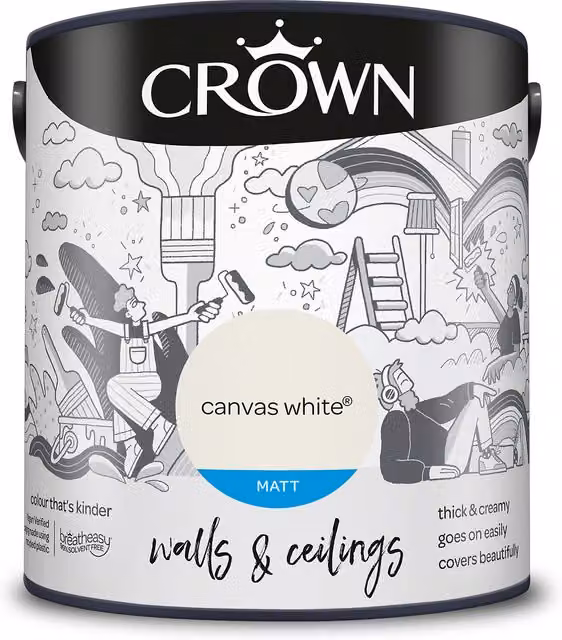 Crown Matt Breatheasy Water Based Dispersion Emulsion Paint in White