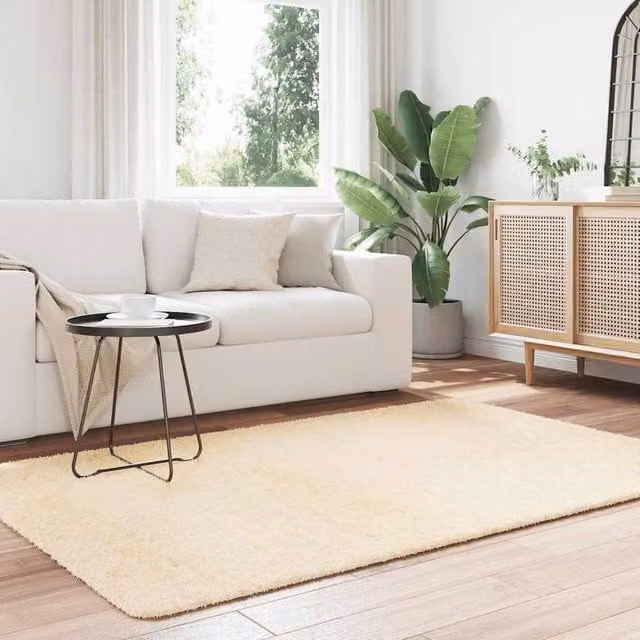 Berkfield Home NAVARRA Shaggy High Pile Rug, Beige, W: 130 cm, D: 200 cm