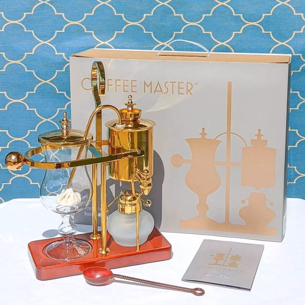 FLAVORA Gold Syphon Balance Coffee Maker Vacuum Brewer Siphon Machine, H: 100 cm, W: 15 cm – 3