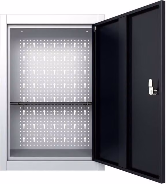 Berkfield Home Industrial Style Wall Mounted Metal Tool Cabinet in Grey and Black