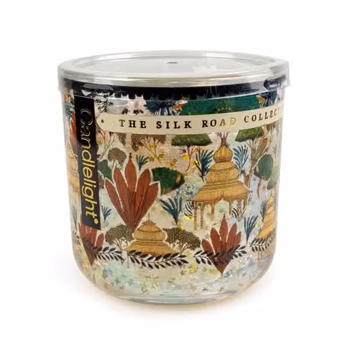 Candlelight The Silk Road Pear & Fig Light Up Glitter Candle in Gold and Multicolour – 1