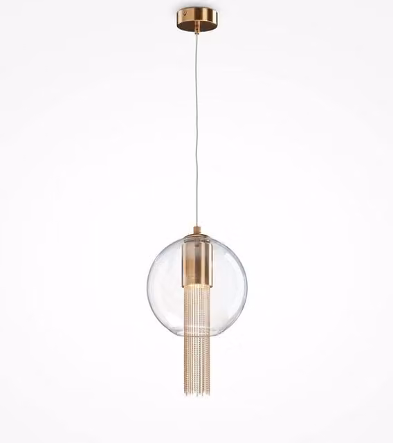 Maytoni Flusso I Modern Slim Suspended Pendant Ceiling Light in Bronze with Transparent Glass Sphere and GU10 Socket – 1
