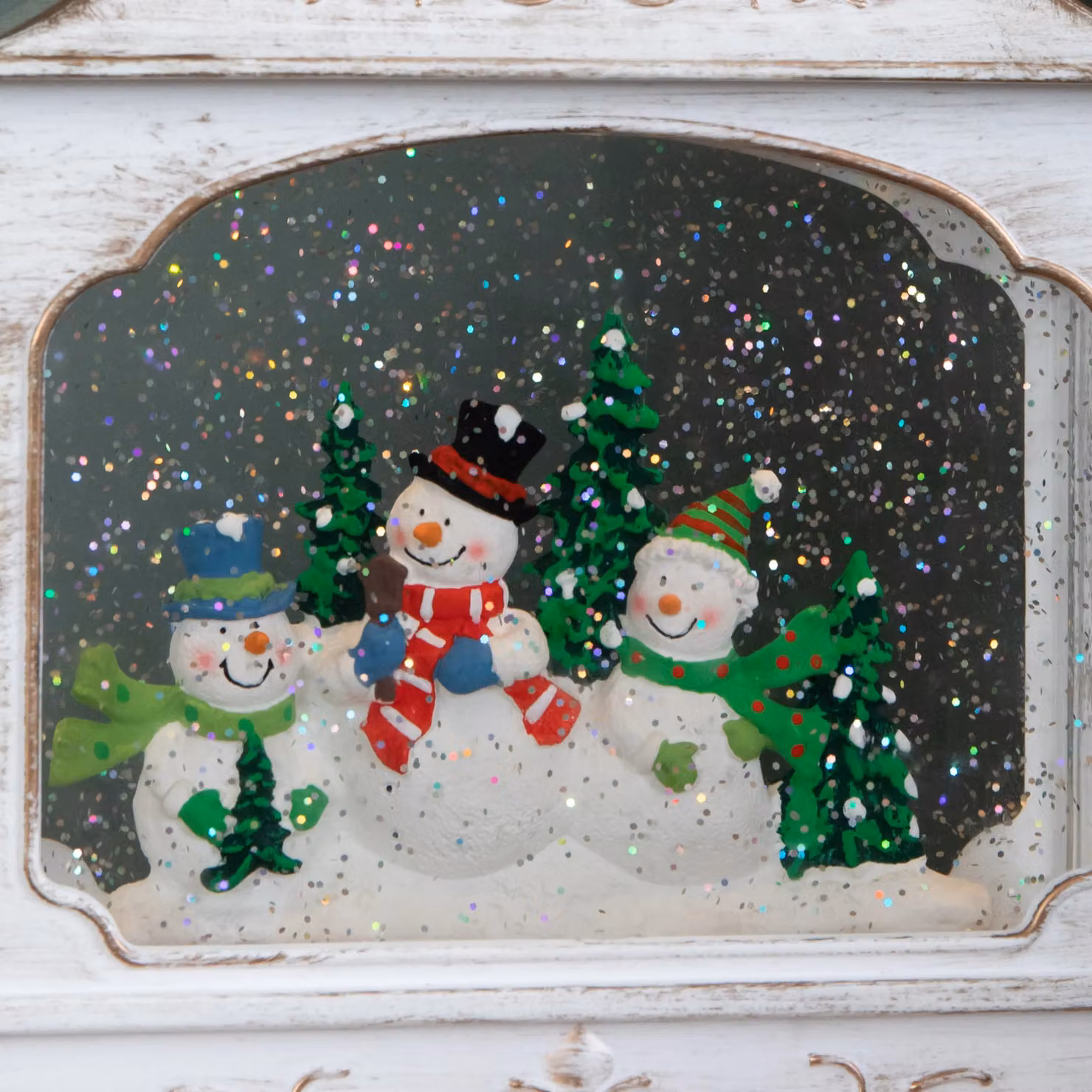 Samuel Alexander White and Gold LED Christmas Snowman Wonderland Tabletop Lantern Decoration, H 28 cm – 4