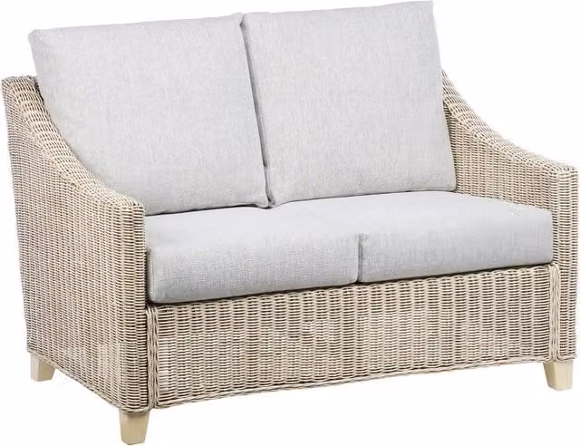 Desser Dijon 2 Seater Rattan Conservatory Sofa in Pebble Grey with Upholstered Cushions