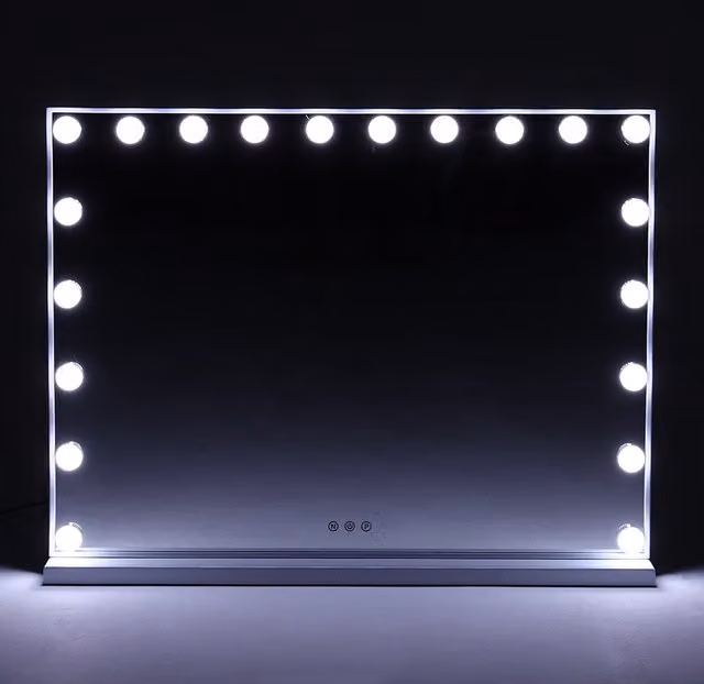 Livingandhome White Hollywood Tabletop Vanity Mirror with Dimmable LED Touch Control