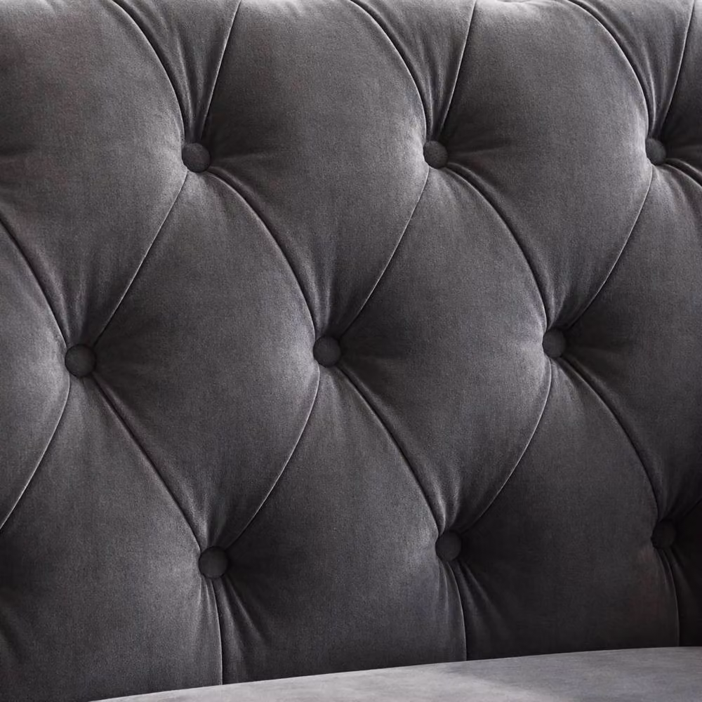 Sofaya Hampton 2 Seater Chesterfield Sofa in Grey Velvet – 3