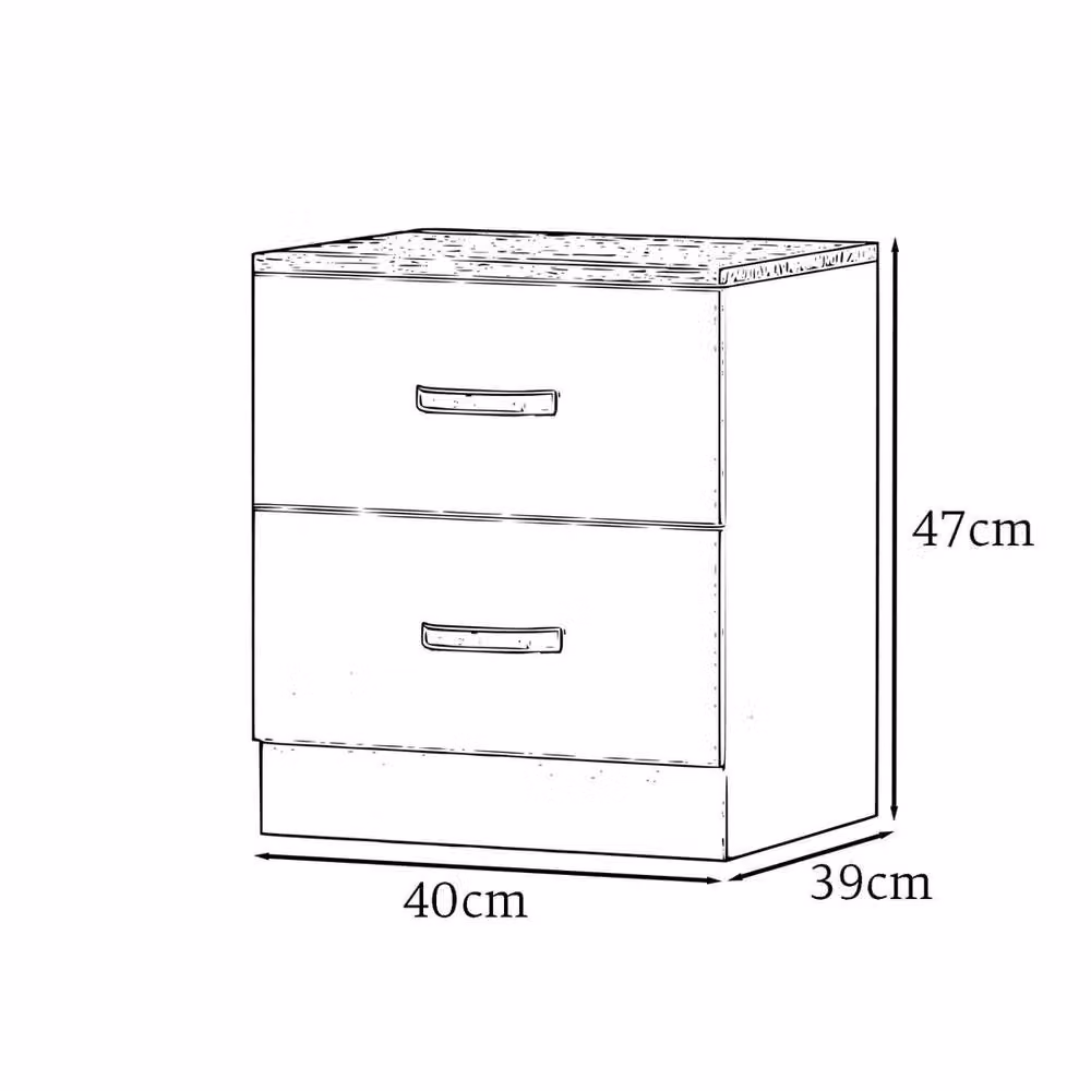 Havendro Matt Black 2 Drawer Bedside Cabinet – 2