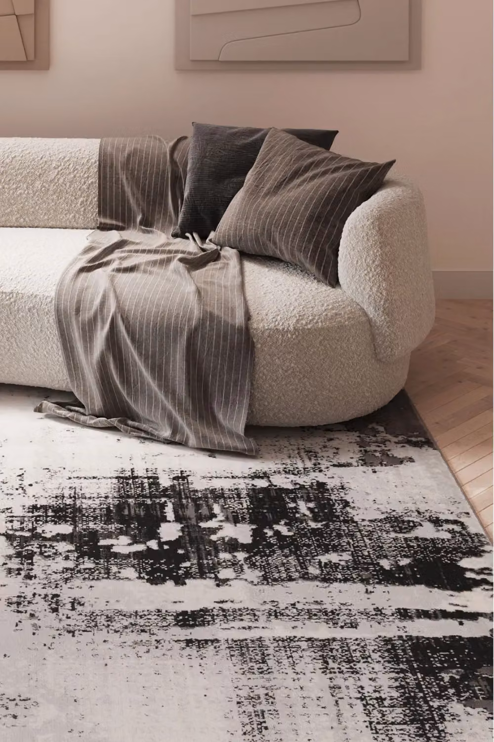 Kukoon Modern Contemporary Abstract Living Room Area Rug in Silver Grey, W: 160 cm, L: 230 cm – 2