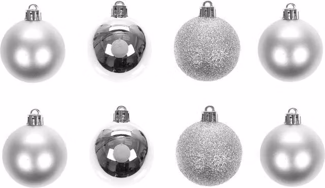 VFM e-Store Silver Christmas Bauble Hanging Tree Ornaments, Pack of 8, 5cm Diameter