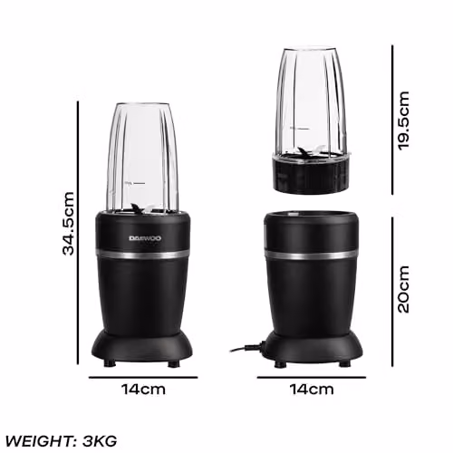 Daewoo Ultra Blend 1000W Smoothie Maker Blender with 600ml Travel Cup in Black – 6