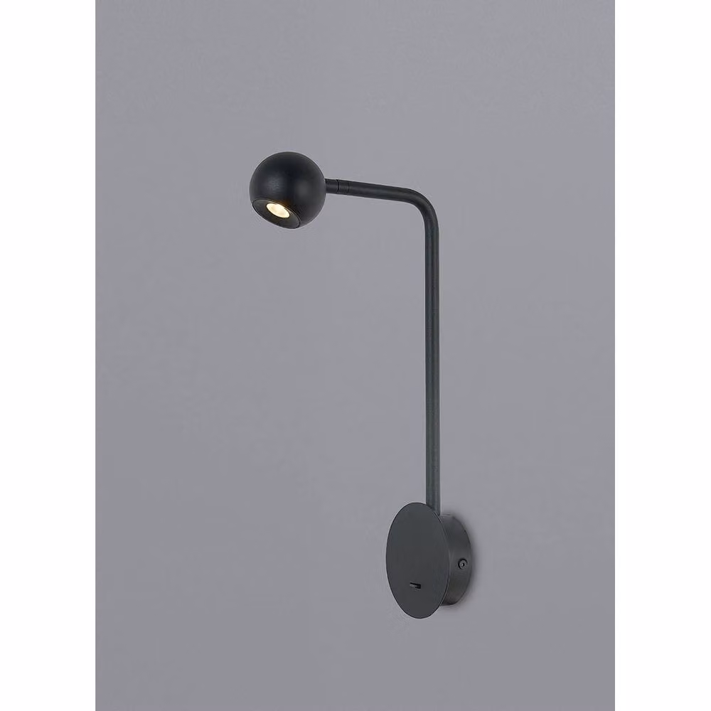 Netlighting Eyes LED Wall Lamp with Rocker Switch, Sand Black, 6W, 3000K, 390lm – 2
