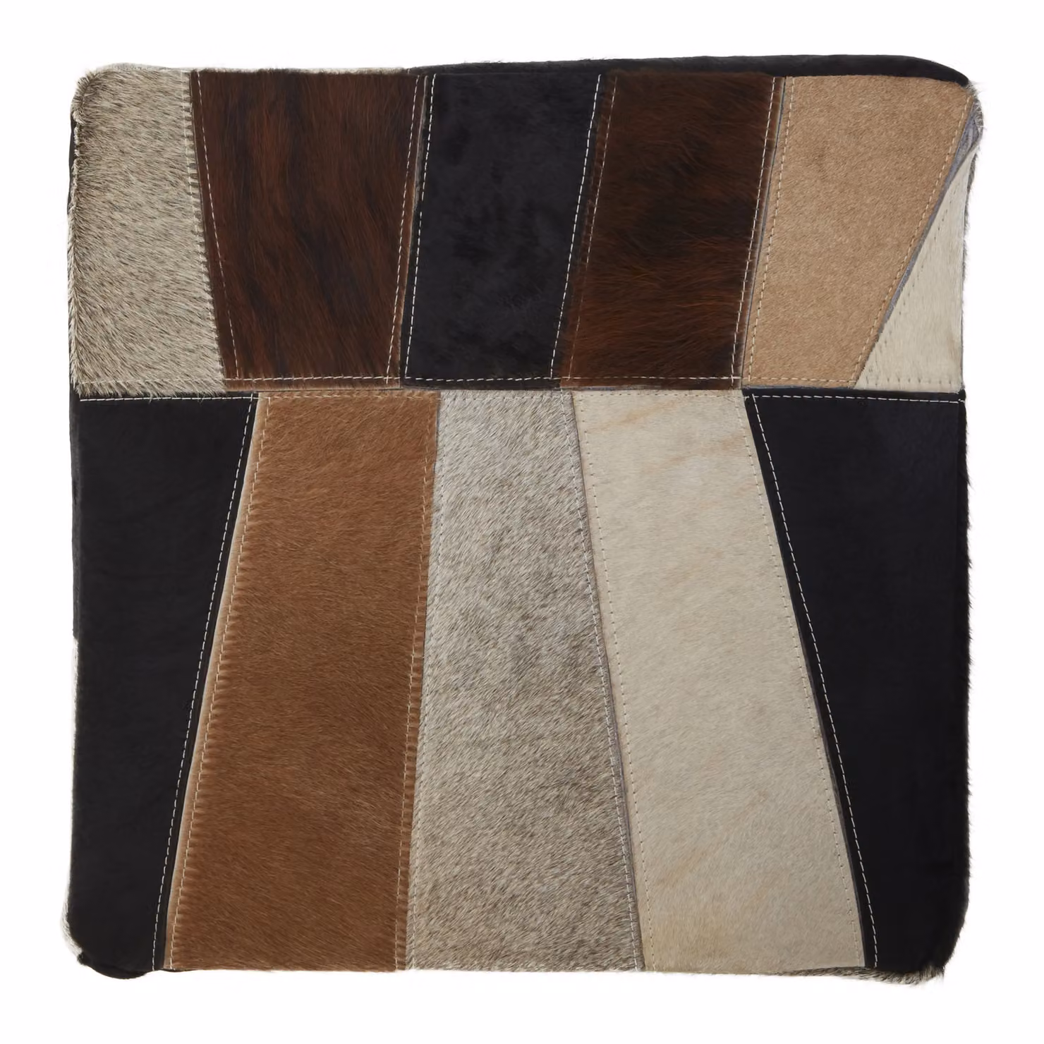 Orsina Safira Striped Leather Pouffe in Multicolour – 2