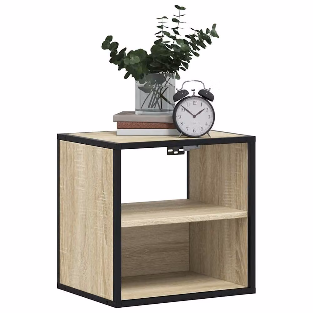 Berkfield Home Set of 2 Wall-mounted Bedside Cabinets in Sonoma Oak, Light Tan, W: 40 cm, D: 31 cm, H: 39.5 cm – 3