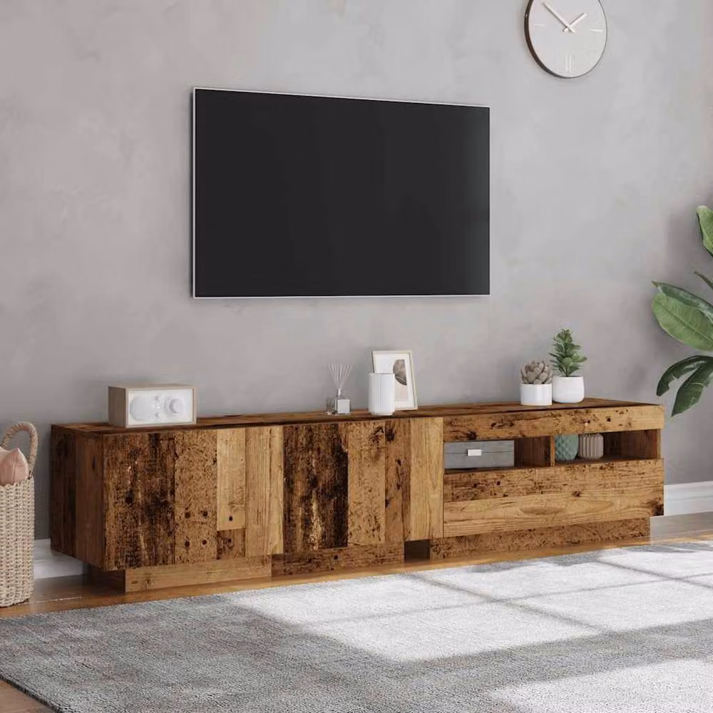 Berkfield Home Rustic Brown TV Cabinet with Integrated LED Lights, W/D/H: 180 x 35 x 40 cm – 3