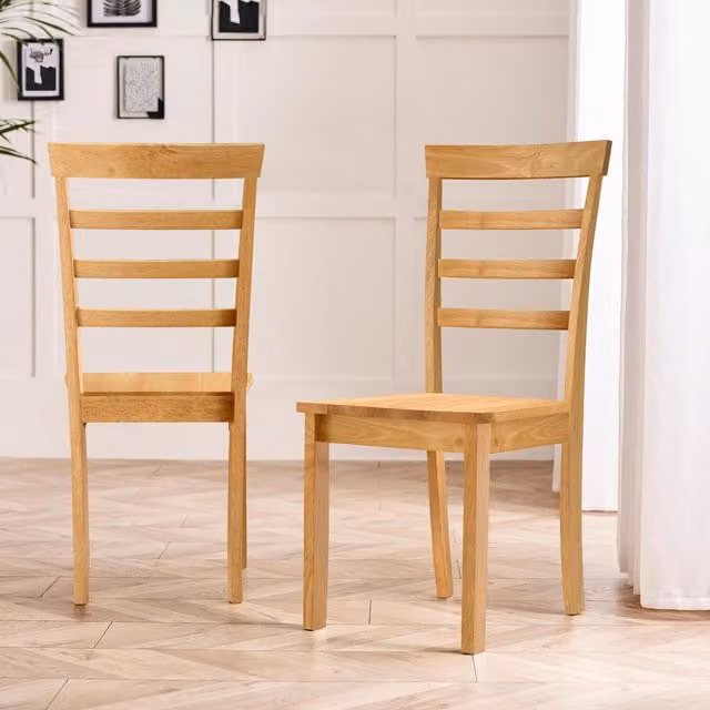 FurnitureboxUK Set of 2 Whitby Solid Rubberwood Dining Chairs in Brown