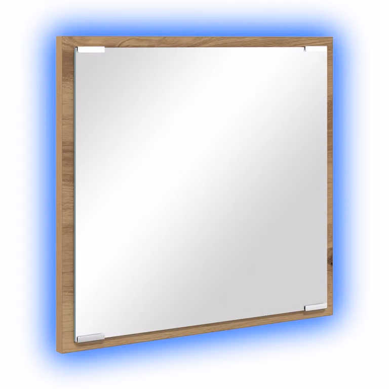 Berkfield Home LED Bathroom Mirror in Artisan Oak, W/D/H: 40 x 8.5 x 37 cm
