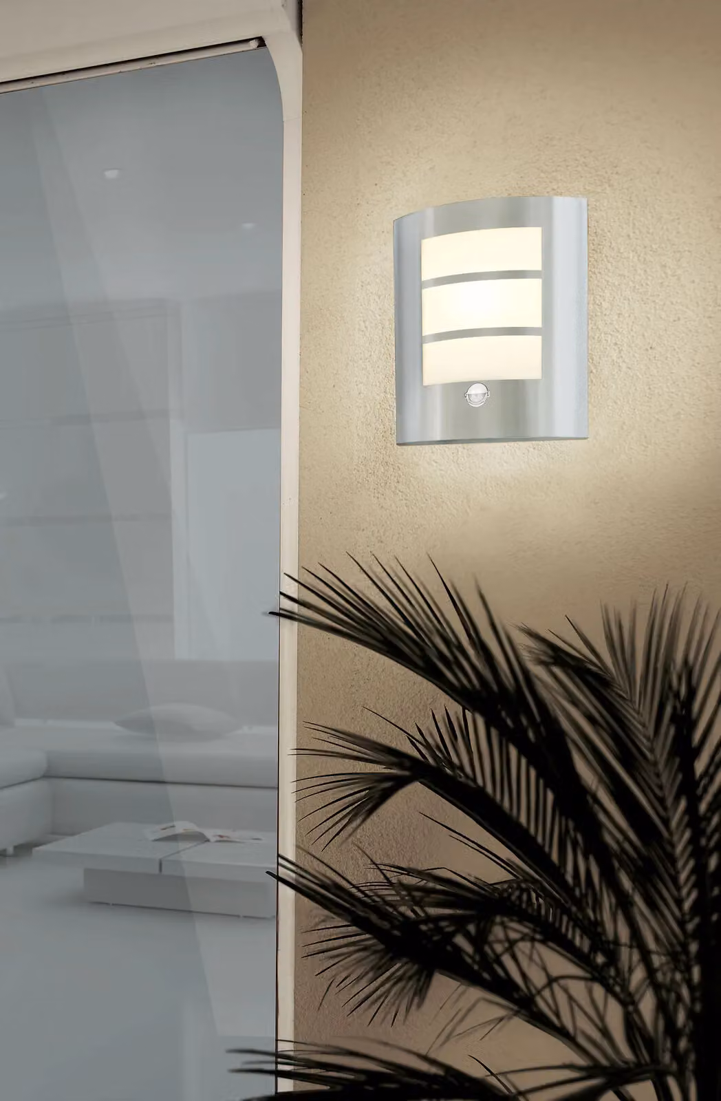 Loops IP44 Outdoor Wall Light with PIR Motion Sensor in Silver Stainless Steel for Garden, E27 60W – 2
