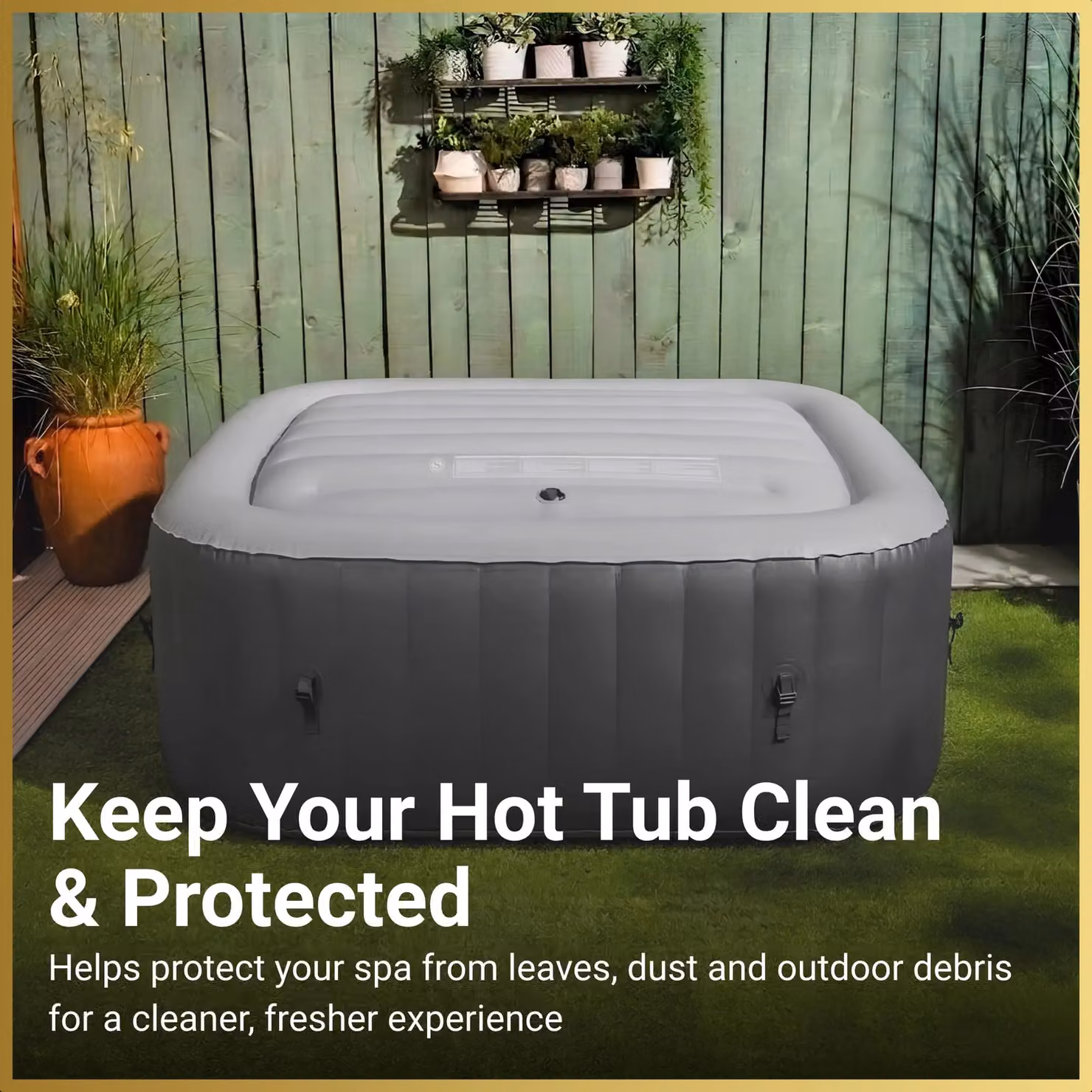 Shatchi Inflatable Thermal Square Hot Tub Cover in Grey, W/D: 110 x 110 cm – 5