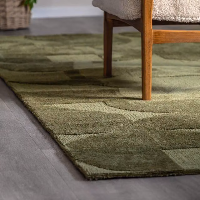 Terrys Cortland Block Geometric Rectangular Rug in Green