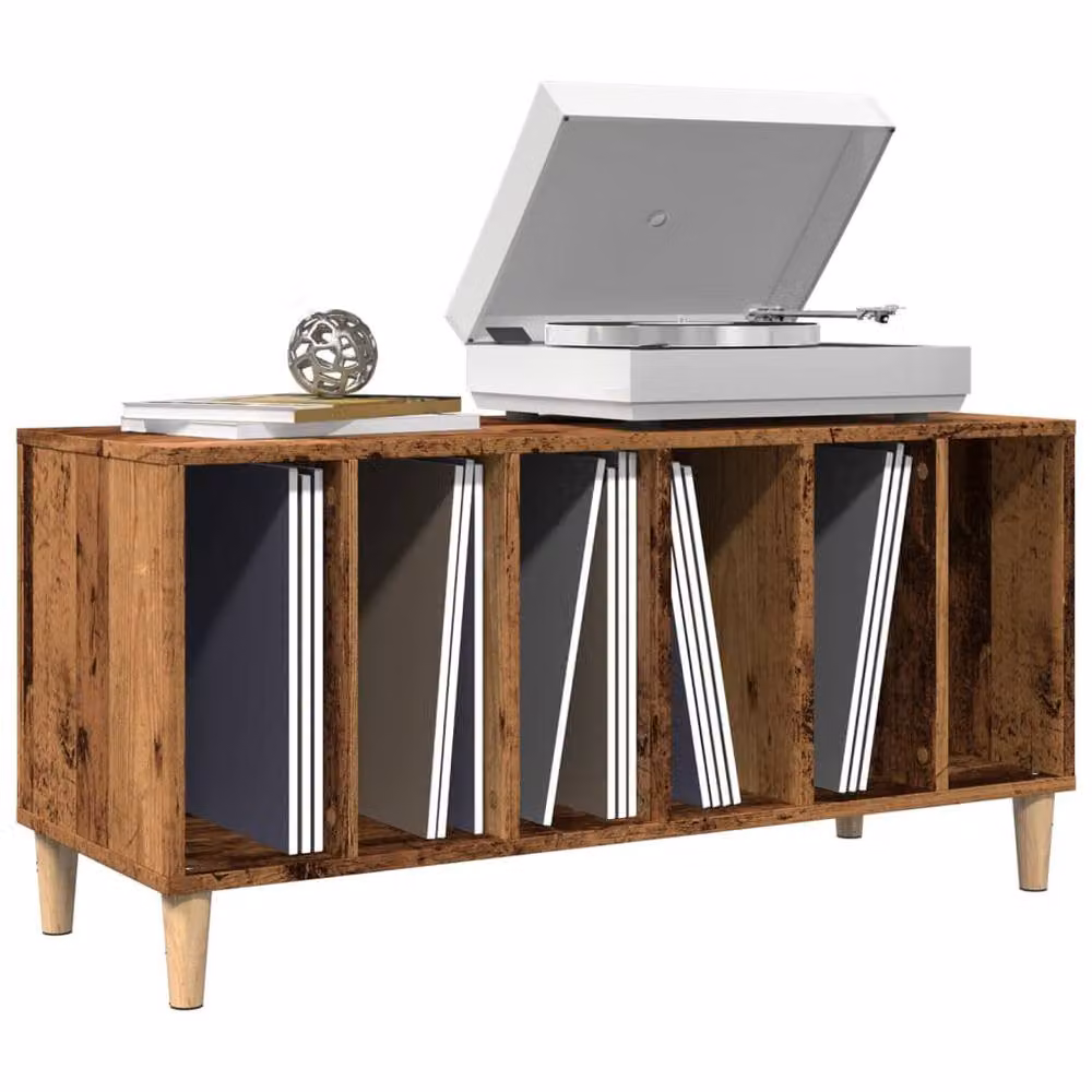Berkfield Home Record Cabinet in Brown Rustic Engineered Wood, W/D/H: 100 x 38 x 48 cm – 2