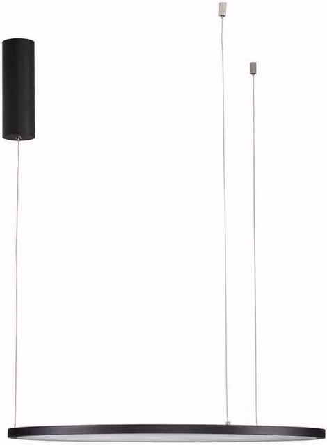 Nova Luce Black Aluminium LED Ring Pendant Light, Dimmable and Adjustable, Warm White