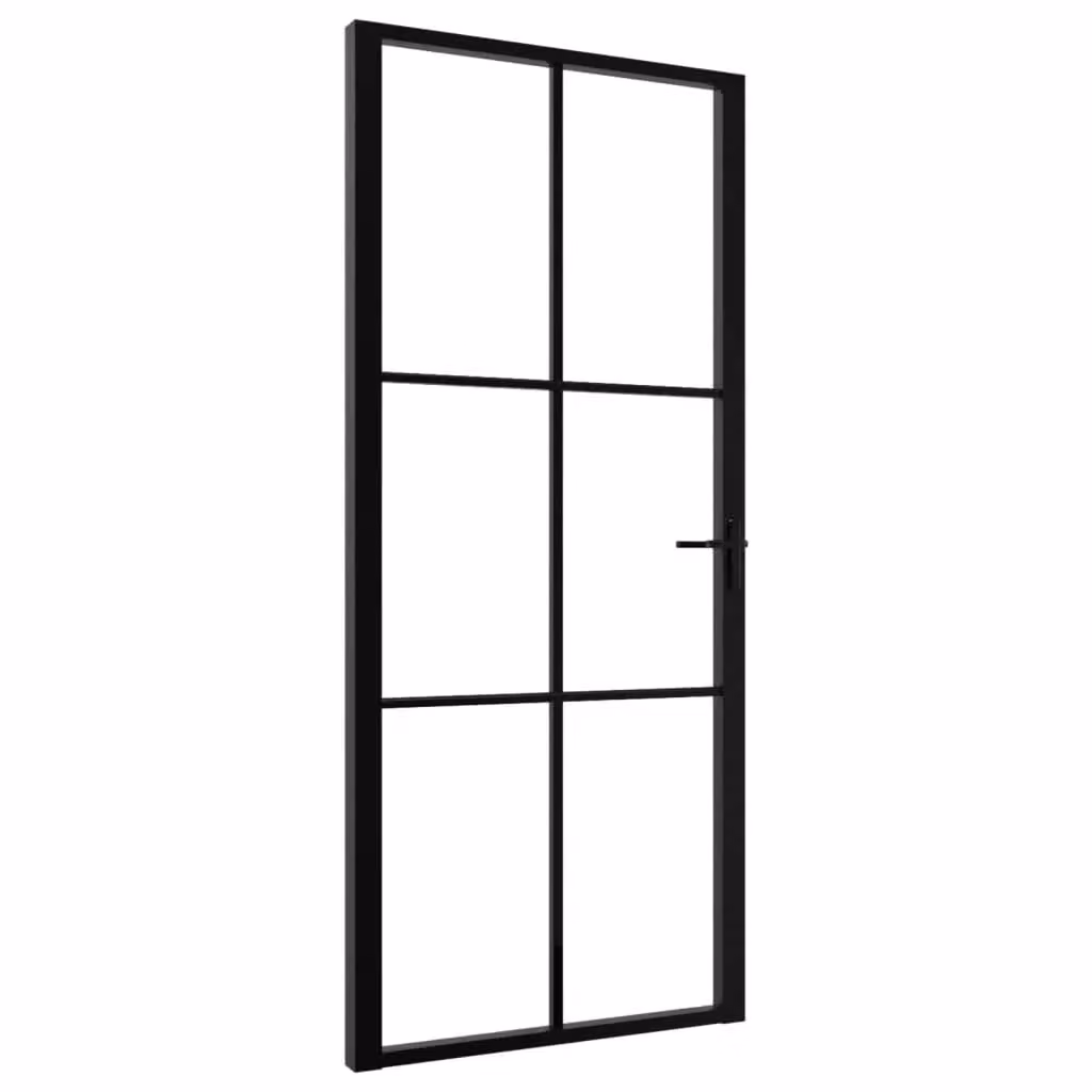 Berkfield Home Modern Interior Door with ESG Glass and Aluminium Frame, Black, W: 93 cm, H: 201.5 cm – 2