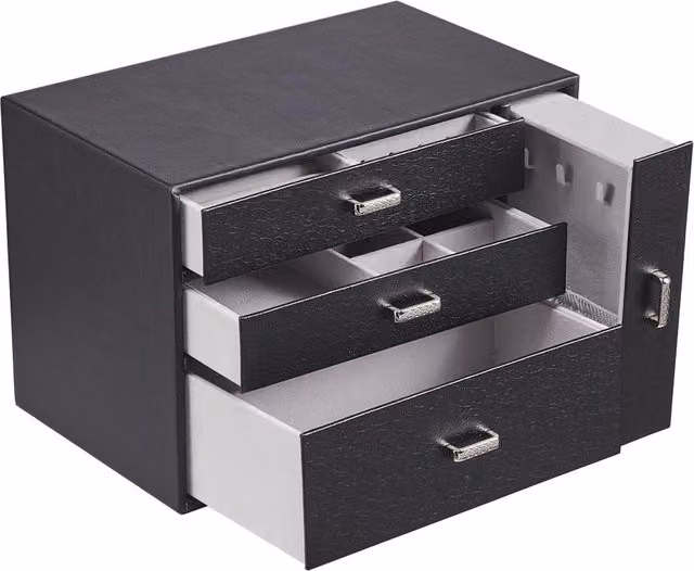 Komore Black Jewellery Box with Transparent Display Window