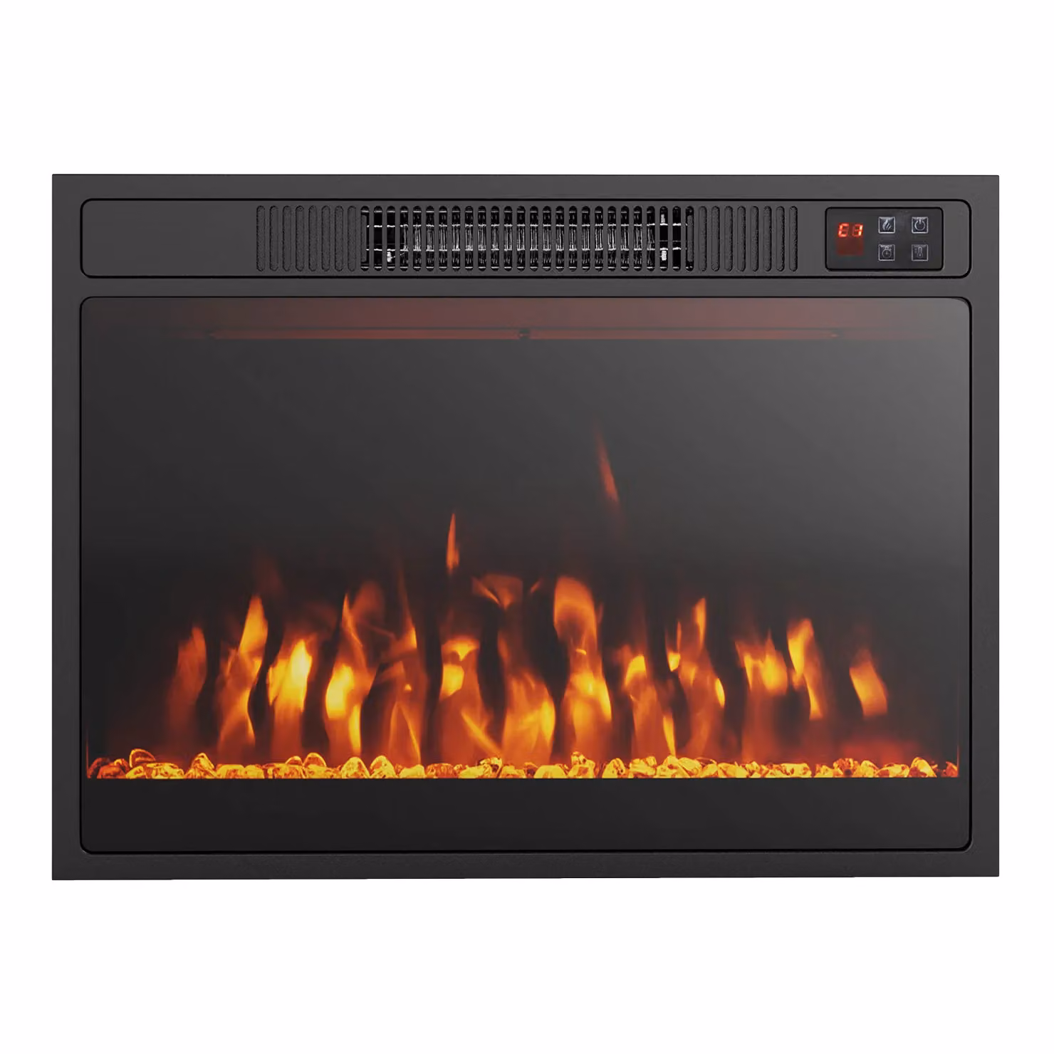 Costway 23 Inch Black Electric Fireplace Insert with 750W/1500W Heater Settings – 9