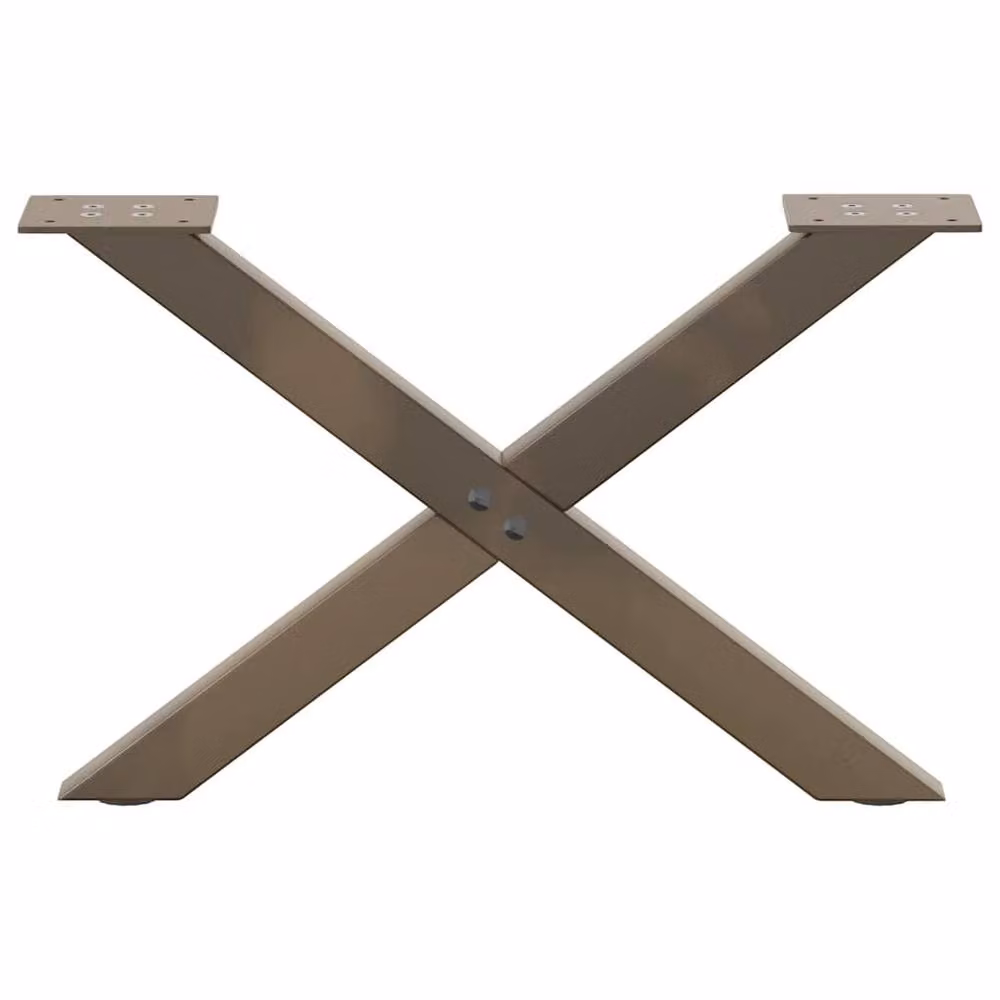 Berkfield Home X-Shaped Coffee Table Legs, 2 Pieces, Brown Steel, H: 60 cm, W: 30-31 cm – 2
