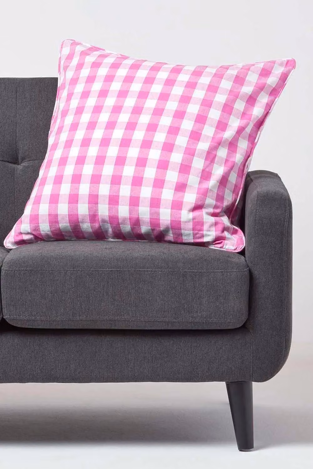 Homescapes Pink and White Gingham Cotton Rectangular Cushion Cover, W: 30 cm, H: 50 cm – 2